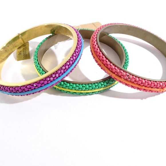 Lee Angel Enamel Mesh Rainbow Bangle Set of 3 NWT 265 - Picture 6 of 7